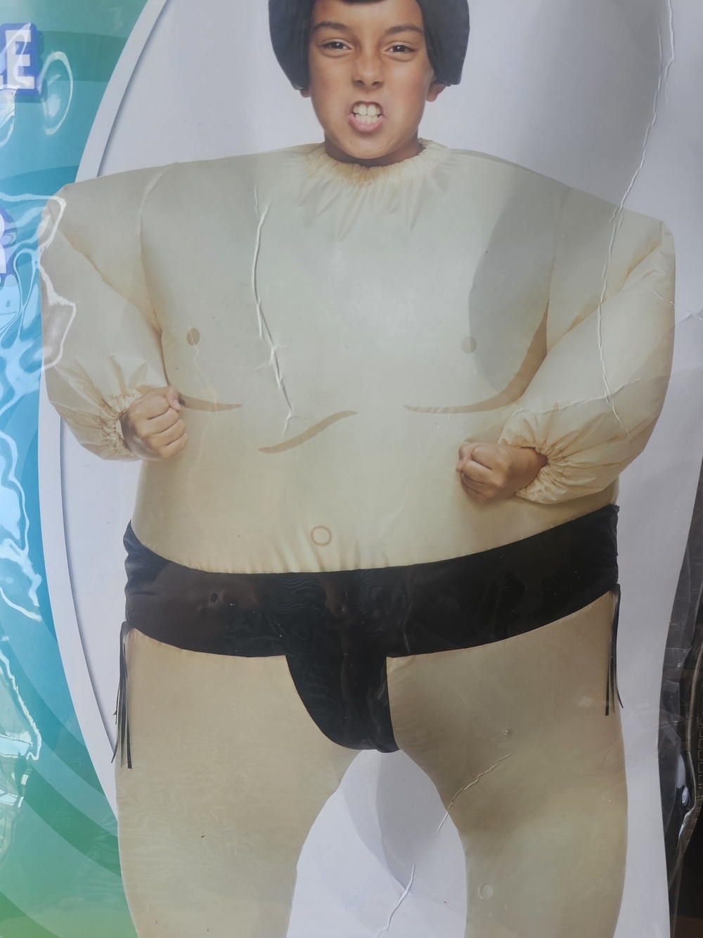 Inflatable Sumo Costume - Beige with Black Belt